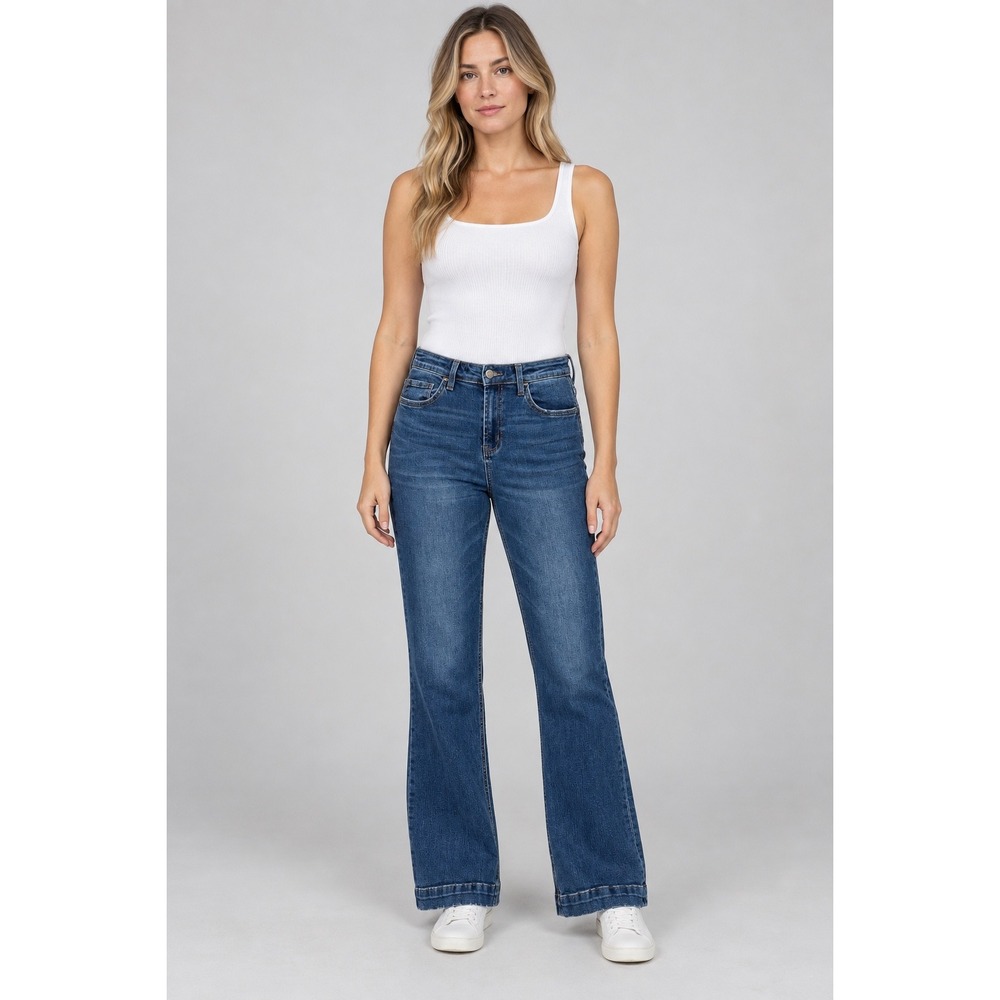 Vervet High Rise Trouser Hem Bootcut Jeans Women 31 Blue Flare Western Cowgirl